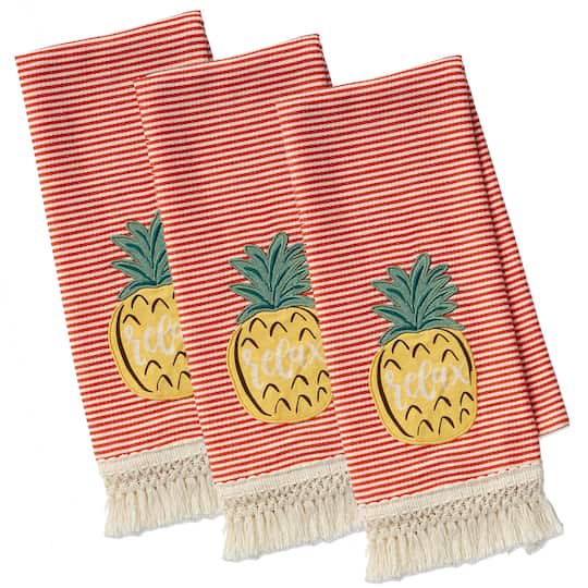 DII® Island Tropics Pineapple Embellished Dish Towels, 3ct.
